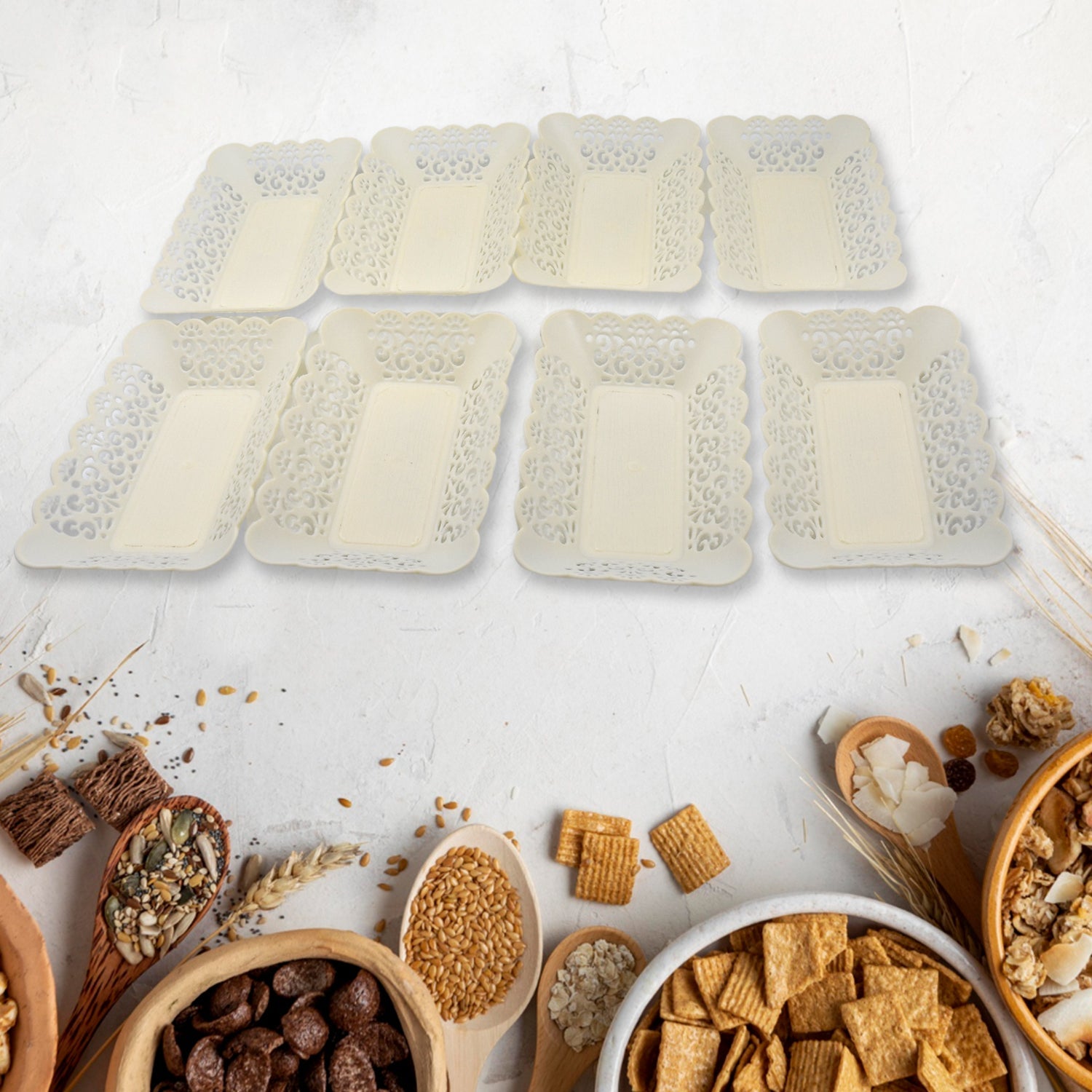 Rectangle Plastic Dinner Plate Snacks / Breakfast, Restaurant Serving Trays Home School Coffee Hotel Kitchen Office (8 Pcs Set) Rectangle Plastic Dinner Plate Snacks / Breakfast, Restaurant Serving Trays Home School Coffee Hotel Kitchen Office (8 Pcs Set)